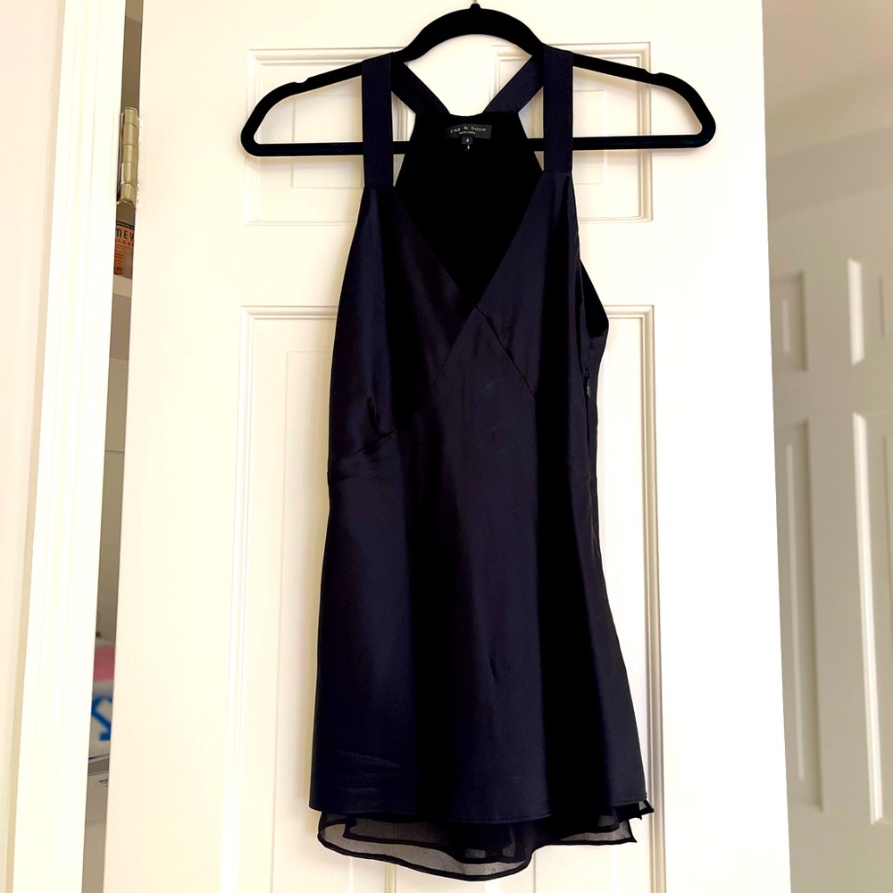 Rag n Bone black silk top never worn size small